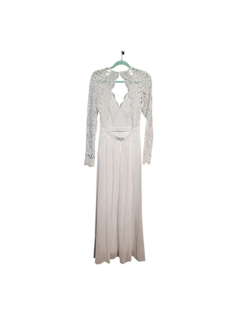 Lulus White Lace Long Sleeve Maxi Wedding Dress Size S - Picture 11 of 16